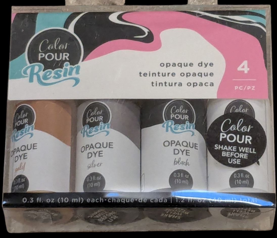 Color Pour Resin Opaque Dye 4 Pack 0.3 fl oz Each Black Silver Gold White