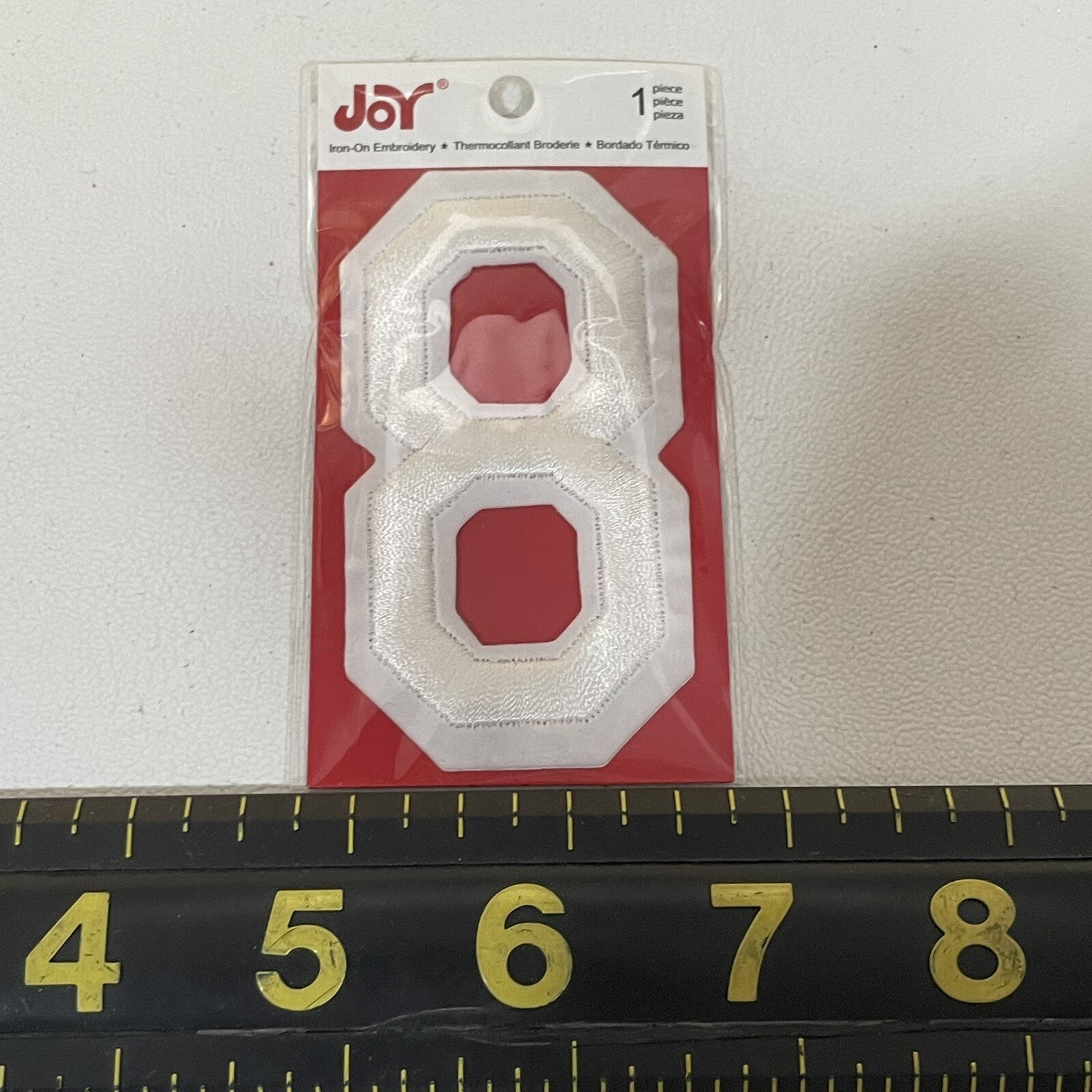 3” Tall “8” White Number #8 Patch M010