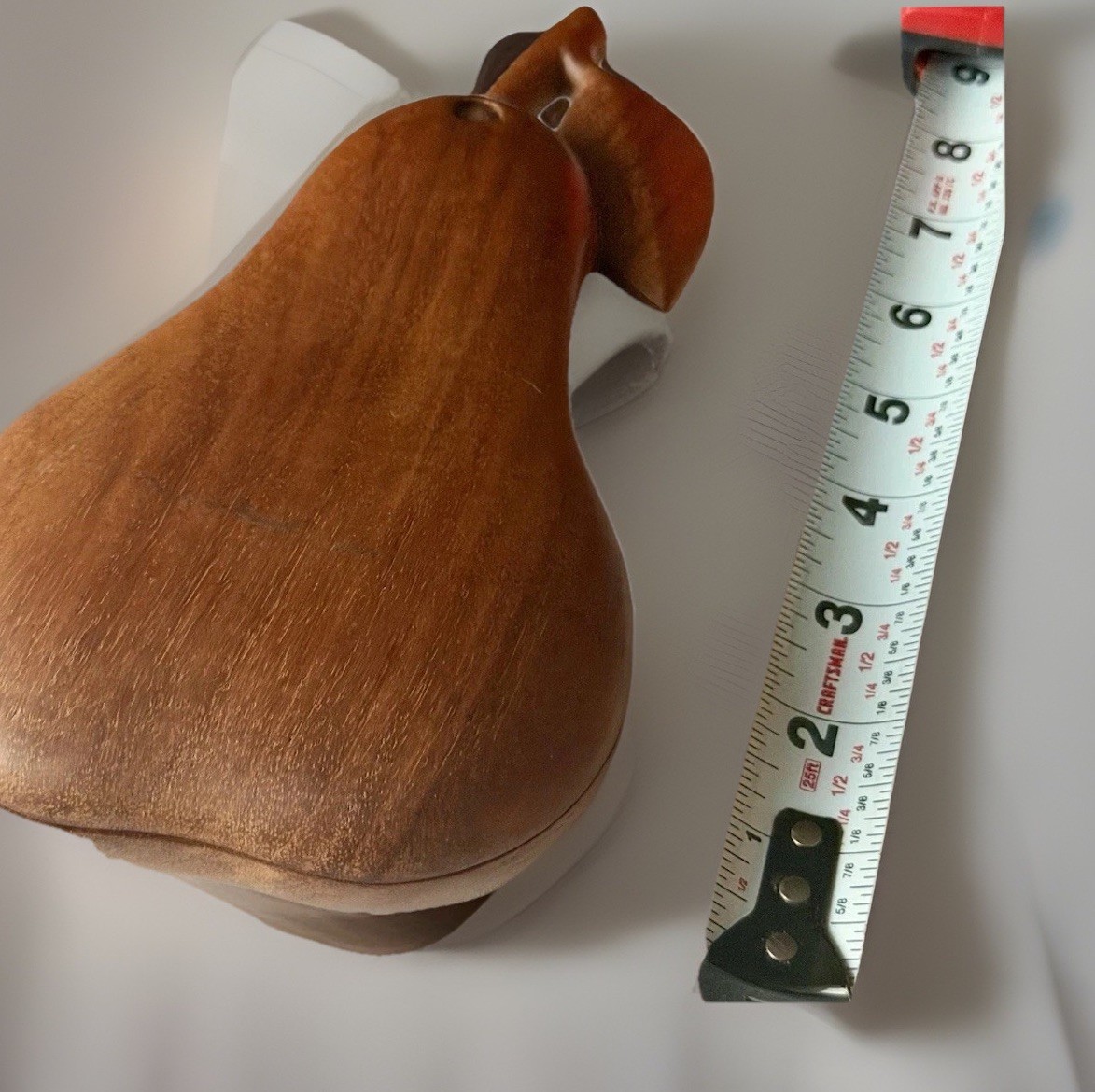 Two Piece Handcrafted Wooden Interlocking Pear Shaped Box 7.75” X 5” WELL MADE