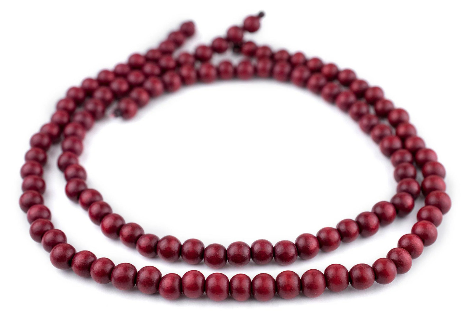 Red Round Natural Wood Beads 8mm Large Hole 16 Inch Strand
