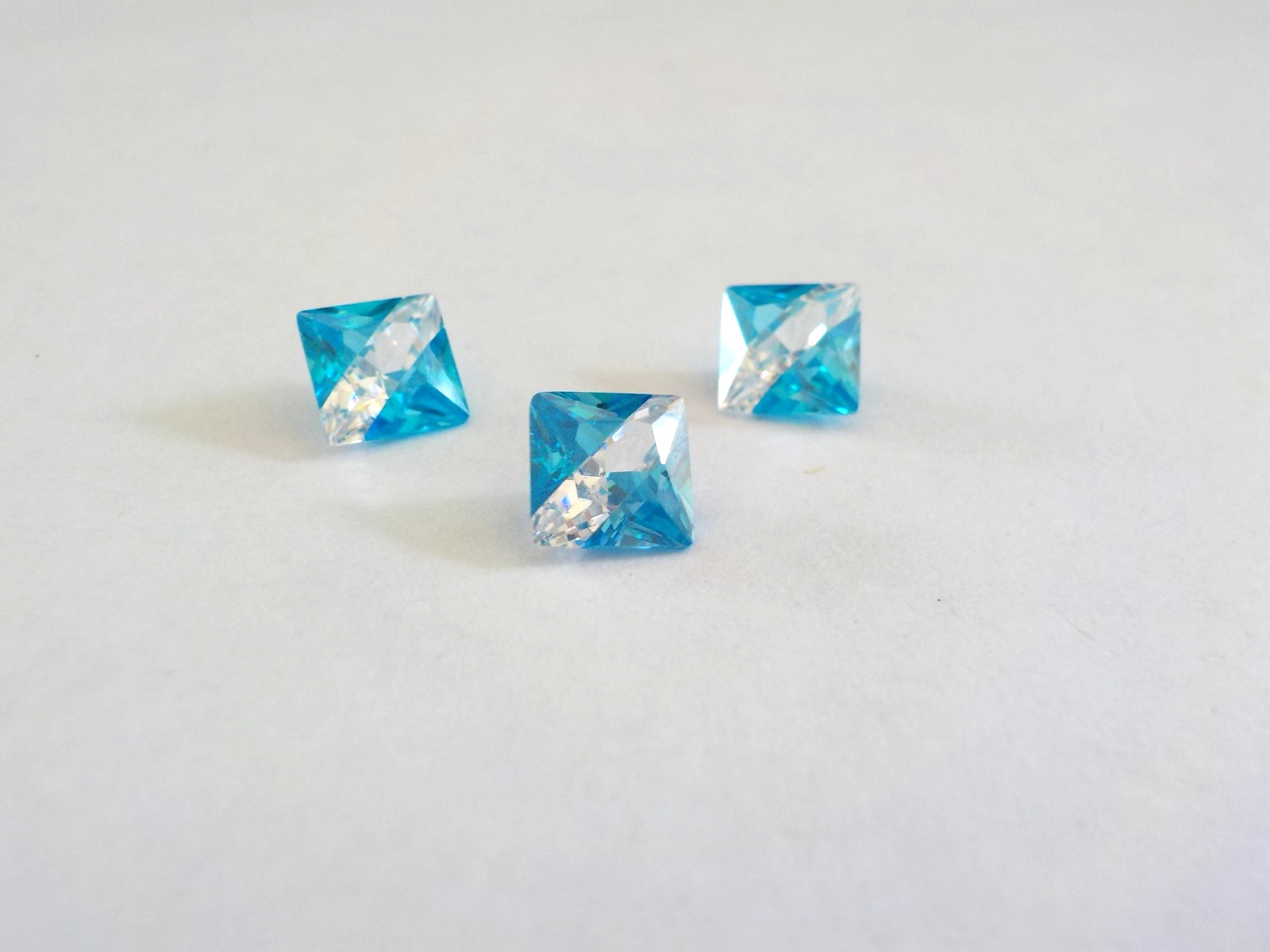 Square 6mm Clear Blue No Hole Stone Cubic Zirconia (12 Loose) Jewelry Making