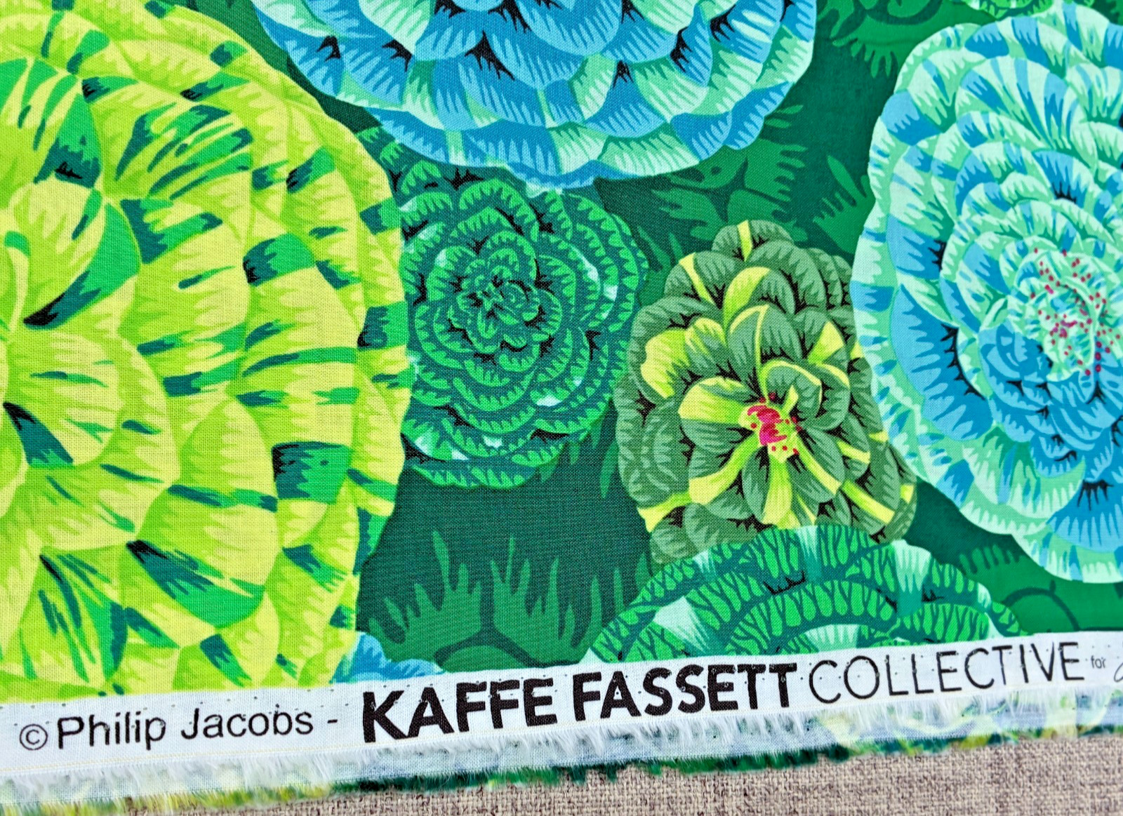 Free Spirit Kaffe Fassett Collective #PWPJ130 Green JAPONICA Cotton Fabric 1 YD