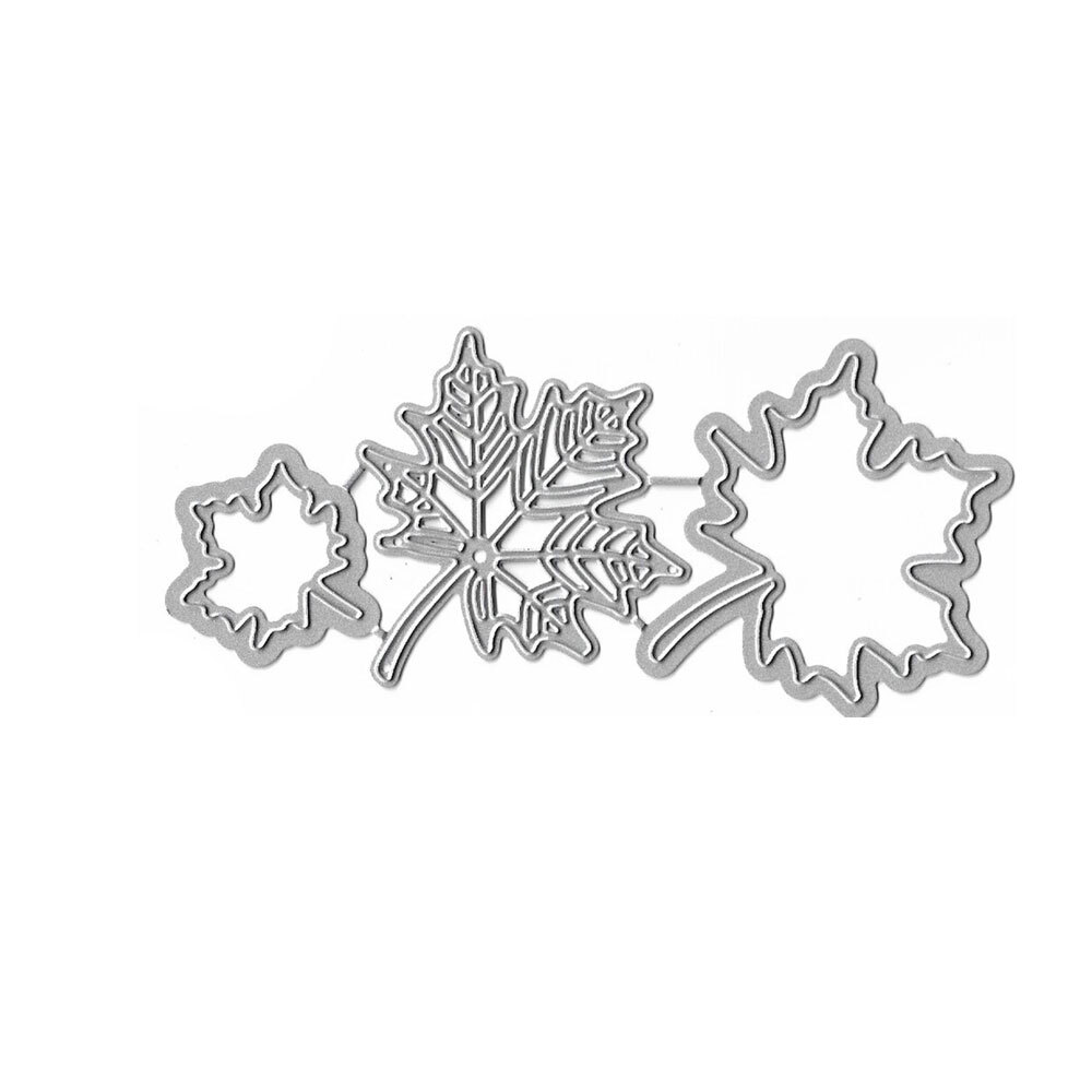 3pcs Metal Silvery DIY Hand Embossing Card Maple Leaf Cutting Dies Carbon Steel