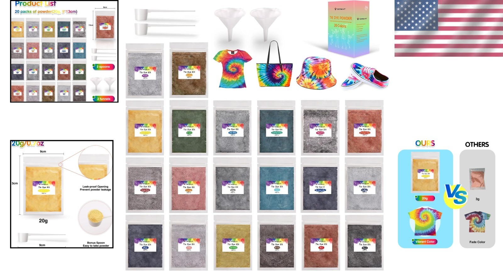 Eco-Friendly Tie Dye Powder 400g – 20 Vibrant Colors, No Soda Ash Needed
