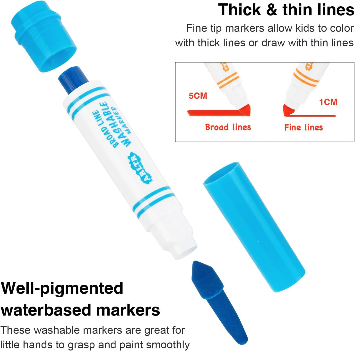 Washable Markers, Bulk Pack of 288, 16 Vibrant Colors, Broad Tips | Broad Line,