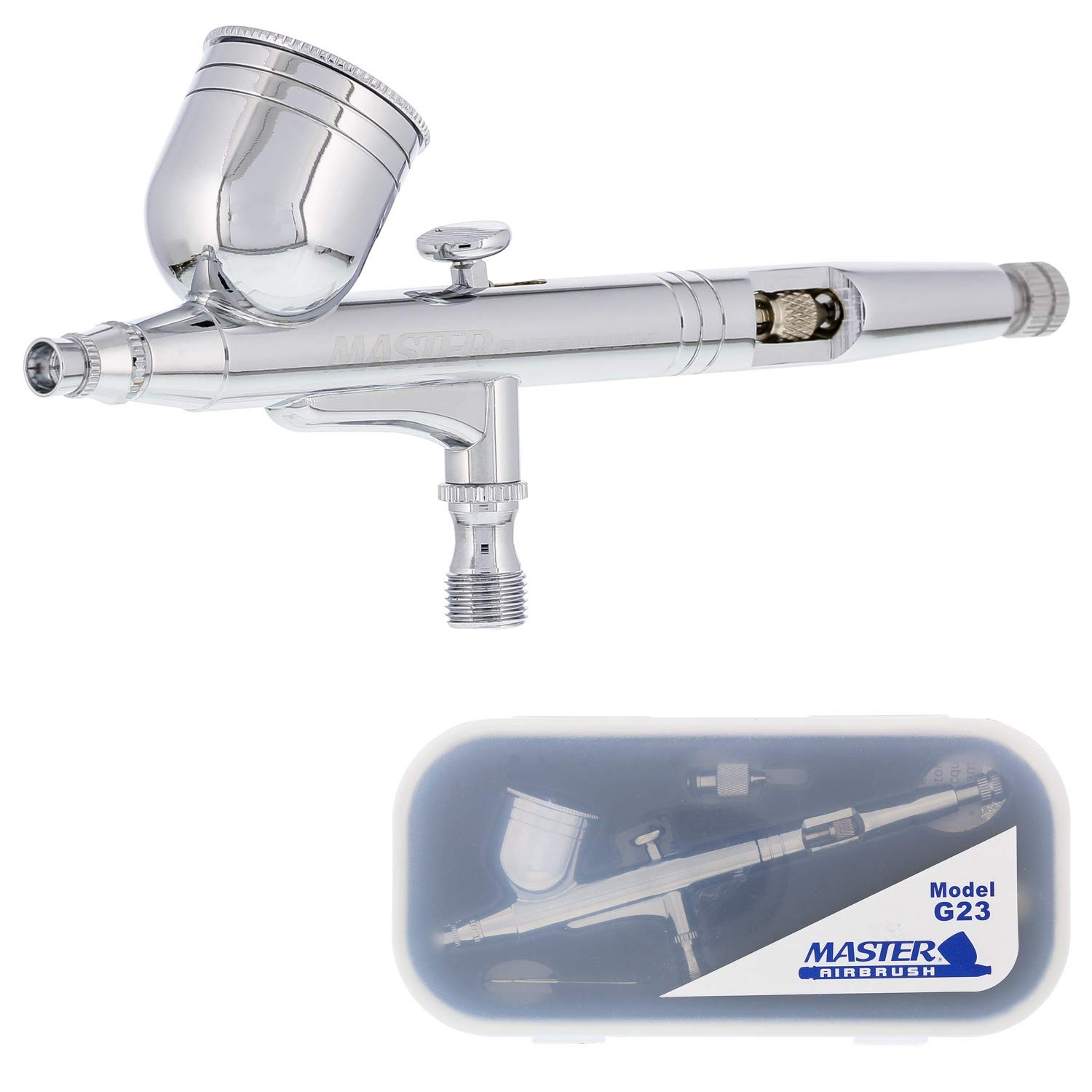 G23 Multi-Purpose Dual-Action Gravity Feed Airbrush Kit with 0.3mm Tip, 1/3oz…
