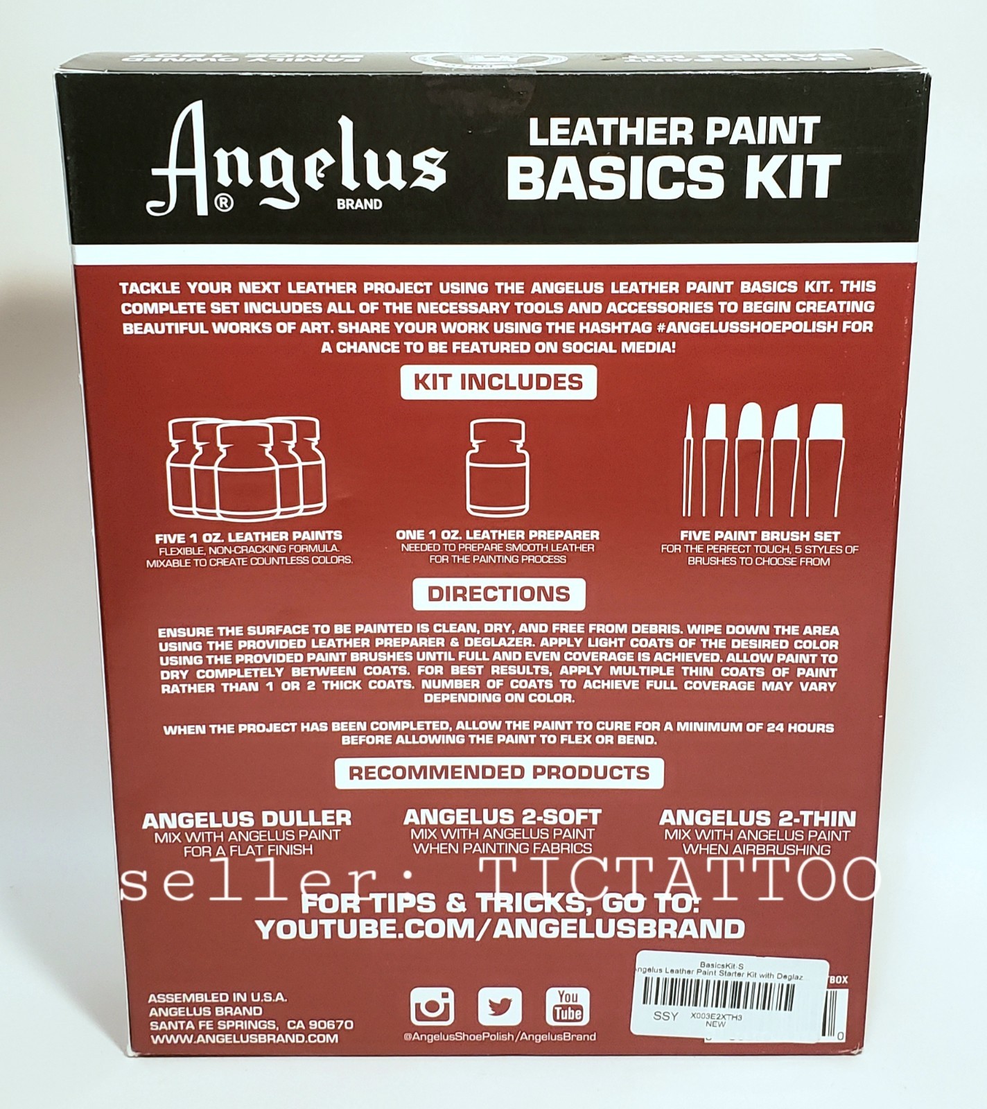 🔥 Angelus Leather Paint Basics Kit 11pc Set Paints Brushes NIB NEW