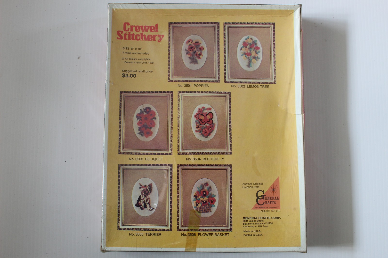 Vintage General Crafts Crewel Stitchery Kit No. 3505 Terrier Dog 8×10 NOS