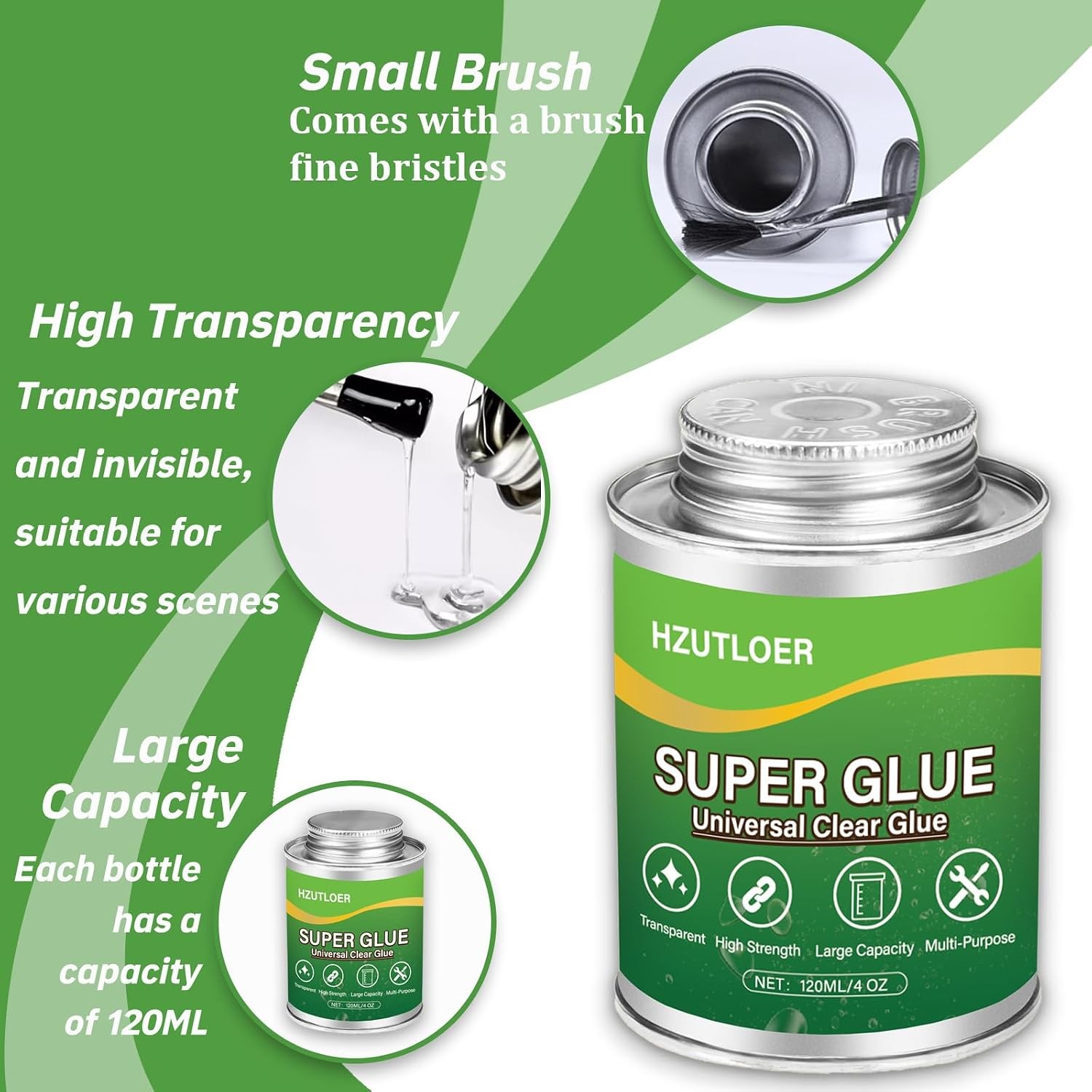120ML Clear Super Glue w/ Brush Multi-Purpose Adhesive