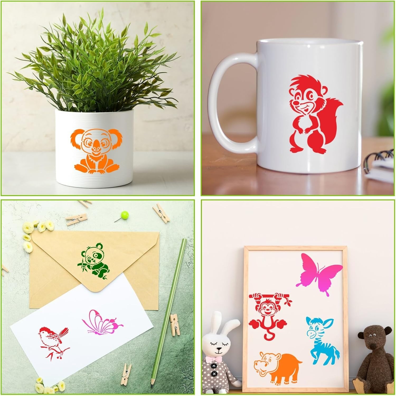 Versatile 56-Piece Animal Stencil Set – 3-Inch for Art on Wood, Fabric & More