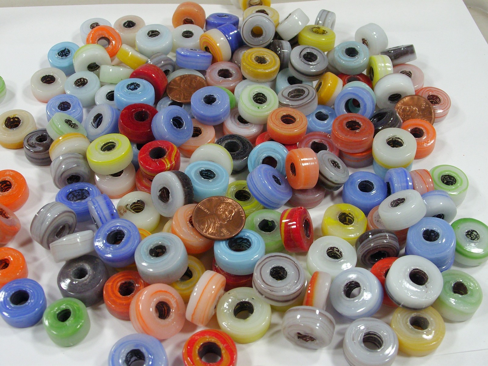 2 Pounds India Handmade Large Sliced Round Glass Beads Wholesale Bulk (BVP-9) ⭐