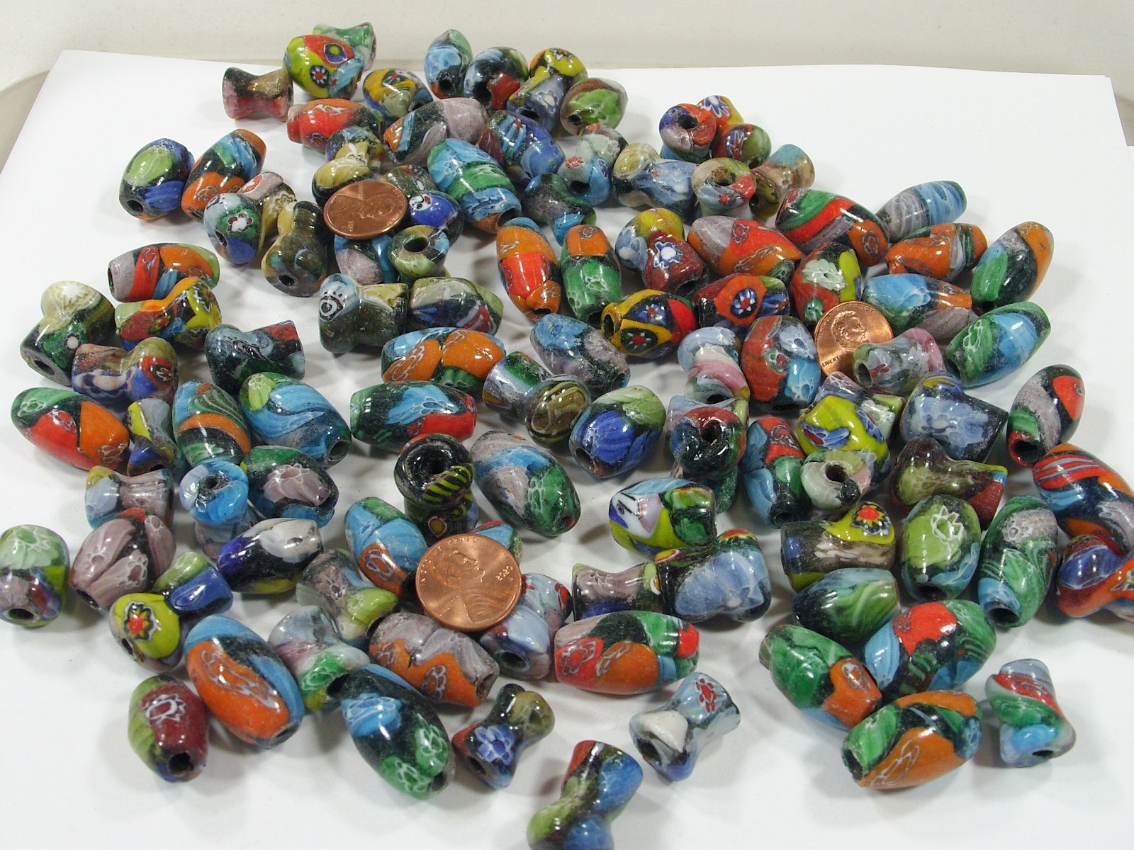 2 Pounds Assorted Shapes and Sizes India Handmade Multicolor Glass Bead (D-11) ⭐