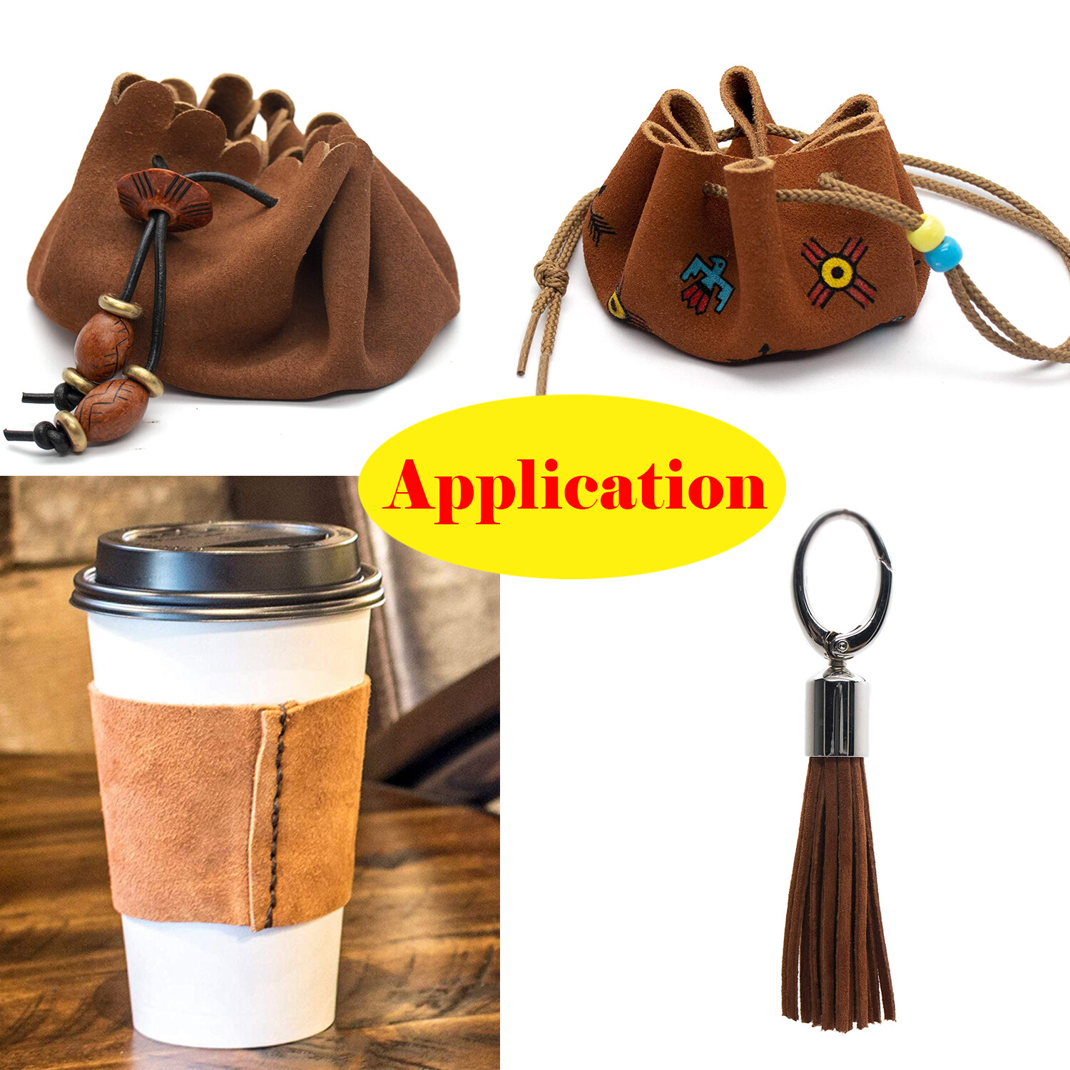 Soft Suede Leather Pieces Cow Hide Premium Split Leather 5/6oz Black & Brown