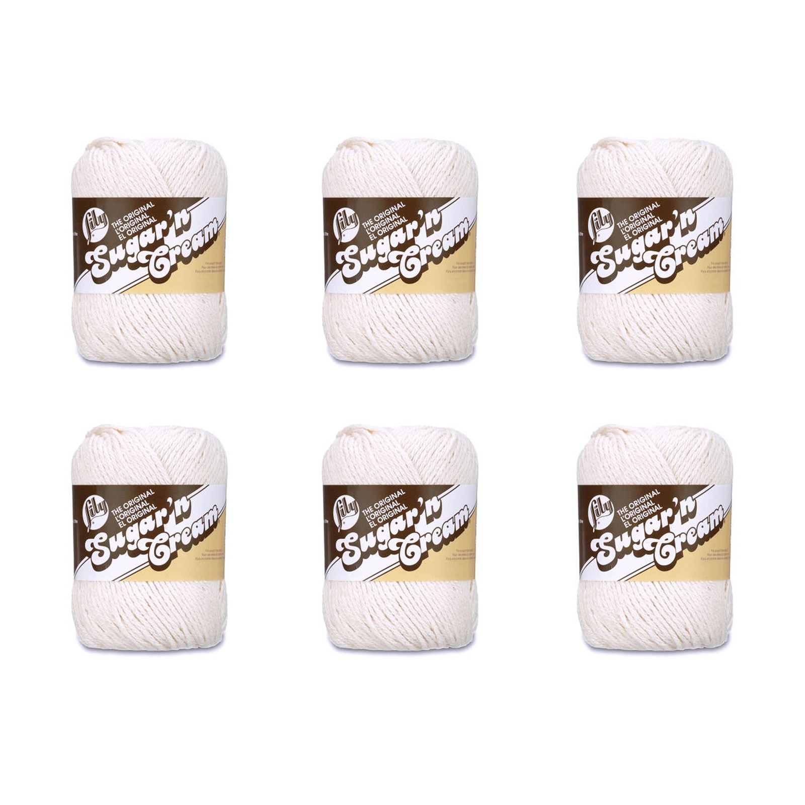 Lily Sugar n Cream 100 Cotton Yarn 6 Pack Ecru for Knitting and Crocheting
