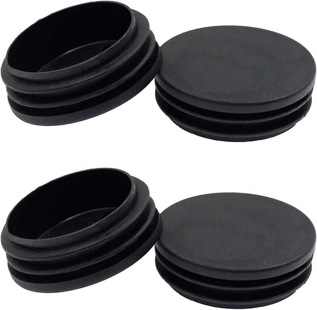 4 Pack 50mm Black Plastic Tube End Caps – Fit 1 3/4″ to 1 7/8″ Tubing
