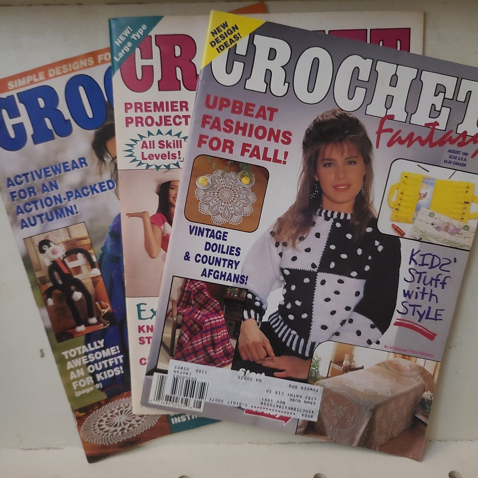 Lot of 3 CROCHET FANTASY ~ Premier Projects for All Ages ~ Upbeat Fashions