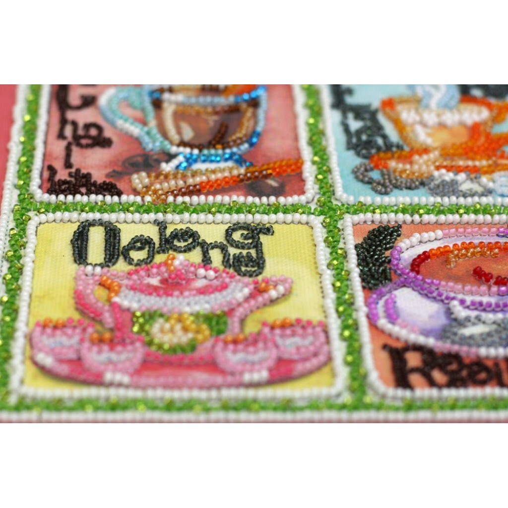 Bead Embroidery Kit Tea Beaded stitching Beadwork DIY Abris Art