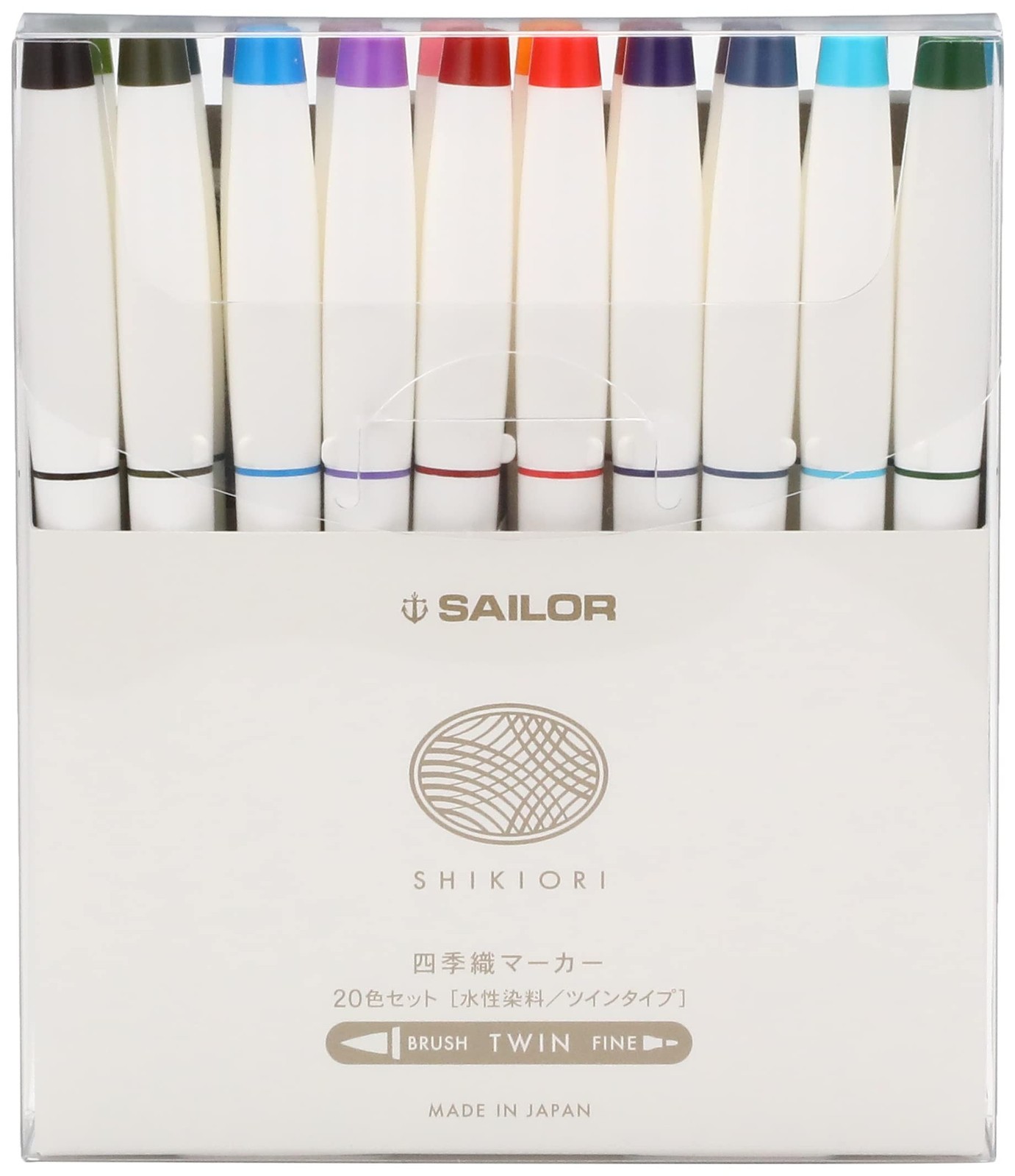 Sailor SHIKIORI Marker, 20 Colors Set (25-5400-000), White