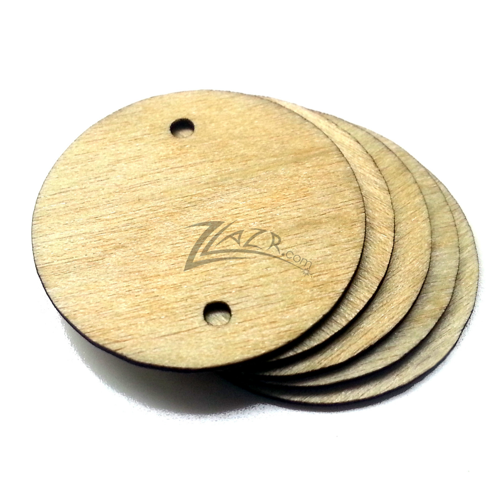 -(100) THIN 1″ x1/32″ Wooden Circle 2-HOLE 2mm Craft Disc Hard Shape Wafer