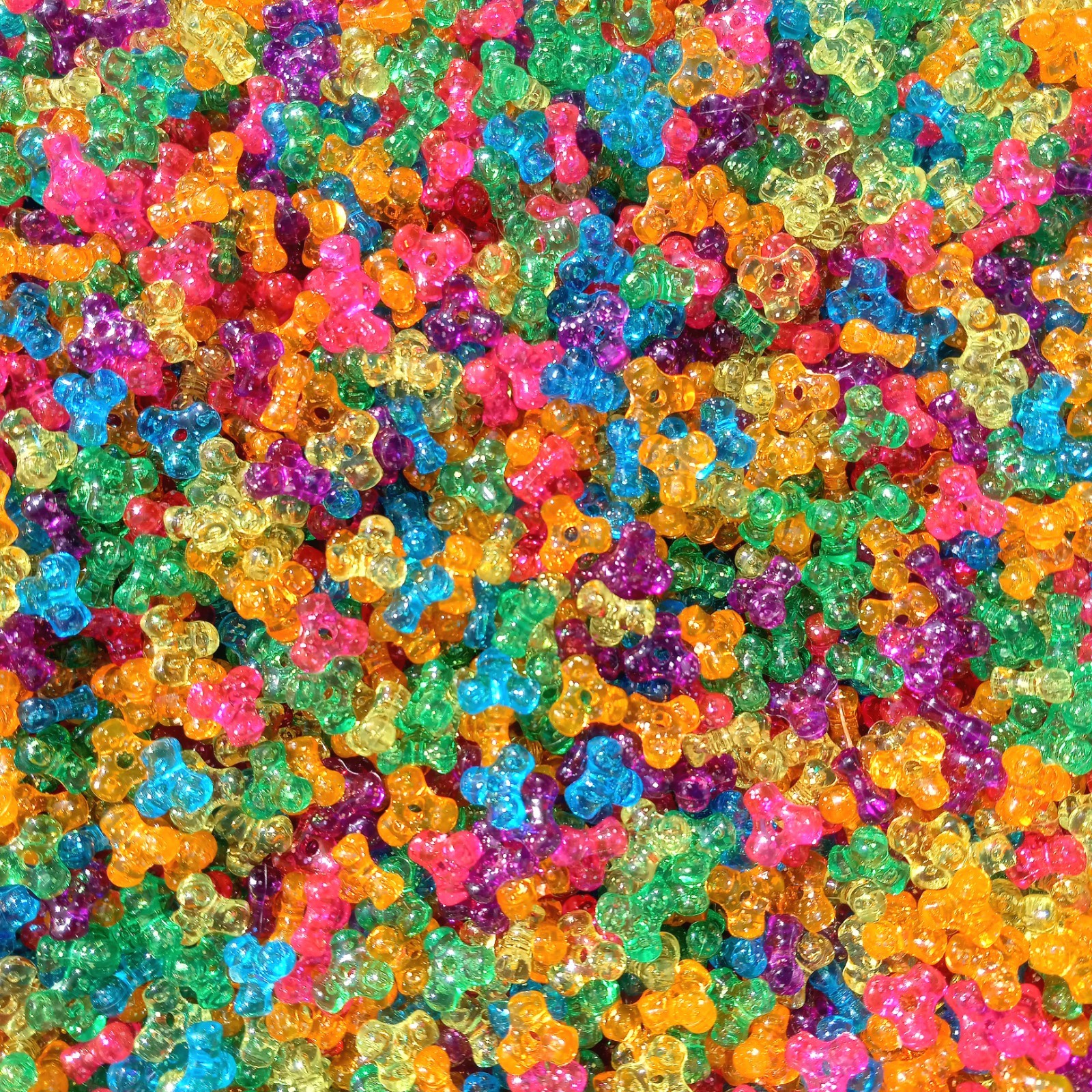 Jolly Store Crafts Multi Colors Jelly Sparkle 11mm Tri Beads 500pc made in USA