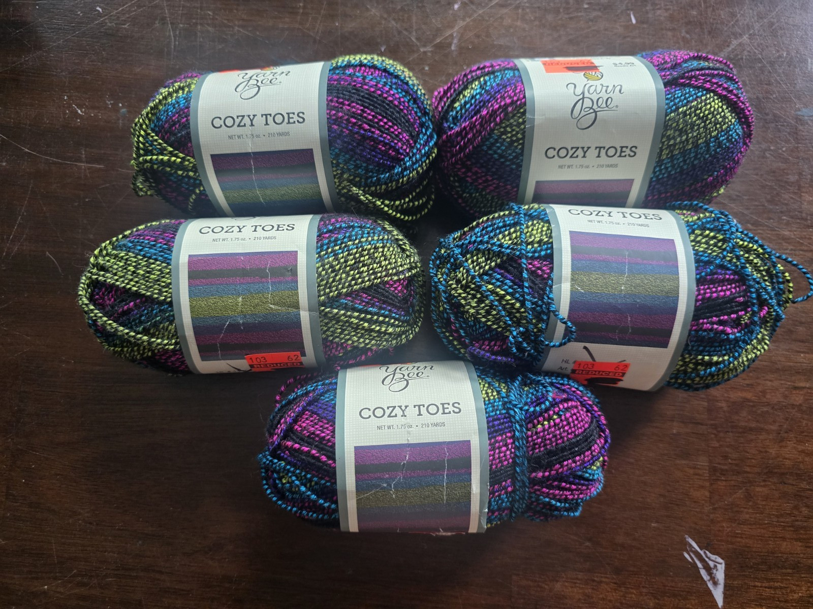 Yarn Bee Cozy Toes Stormy Summer Super Fine Sock Yarn Lot of 5 NEW Discontinued
