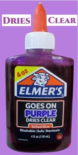 Elmers School Glue (Goes on Purple – Dries Clear) 4 oz 118 mL Washable NonToxic