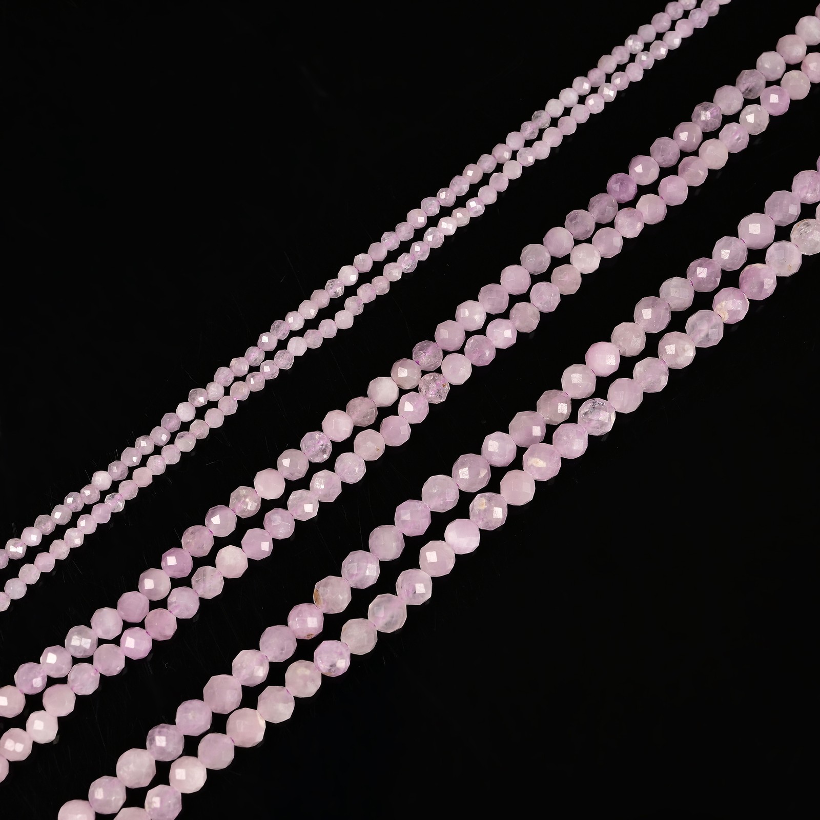 Grade A Natural Kunzite Faceted Round Beads Size 2mm 3mm 4mm 15.5” Strand