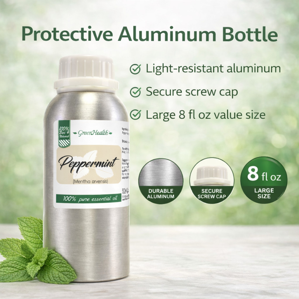 8 fl oz Bulk Peppermint Essential Oil Pure Natural in Aluminum Bottle