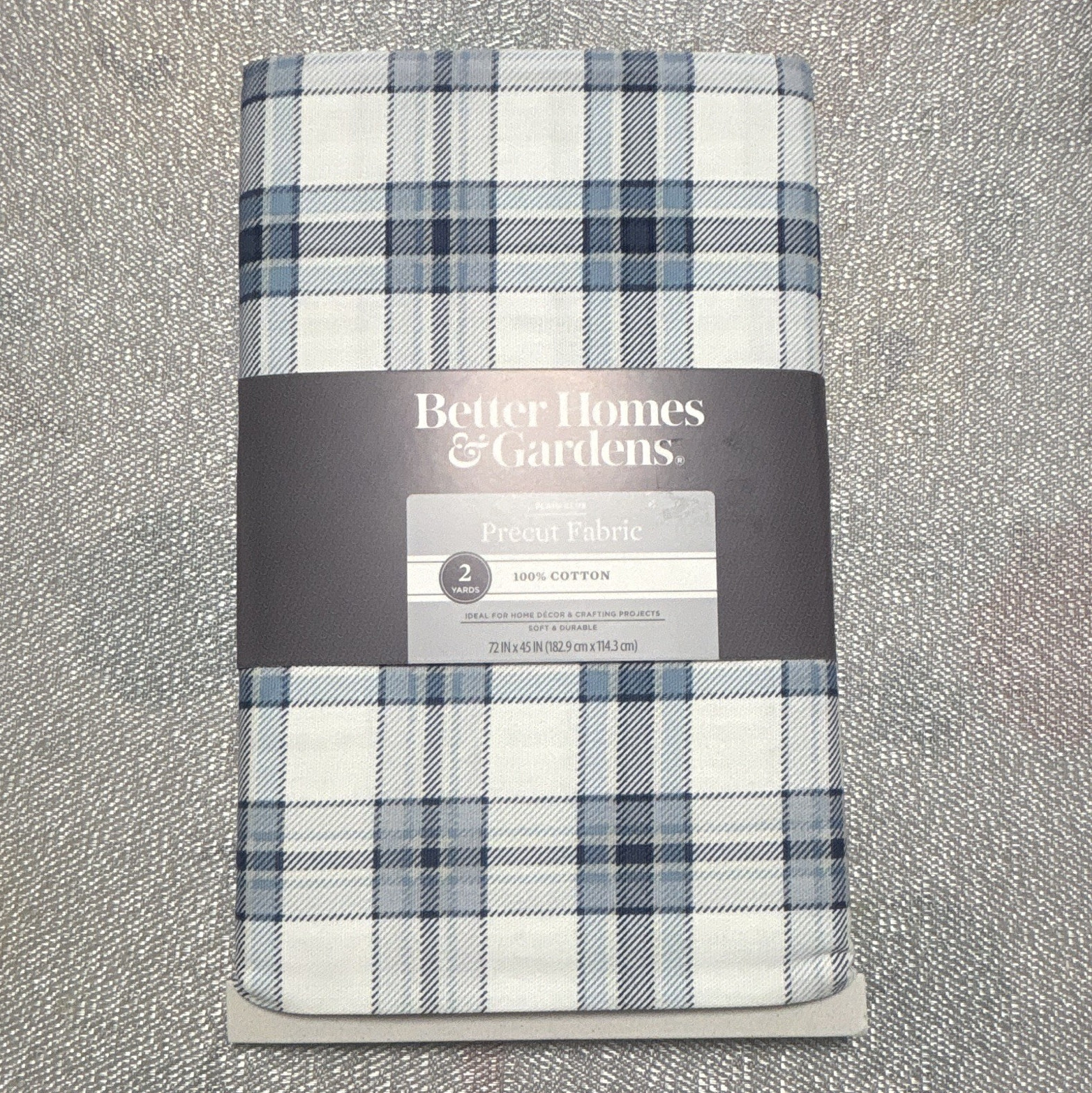 Better Homes & Gardens Blue White Plaid Cotton Fabric 2 yds Precut Up to 45″