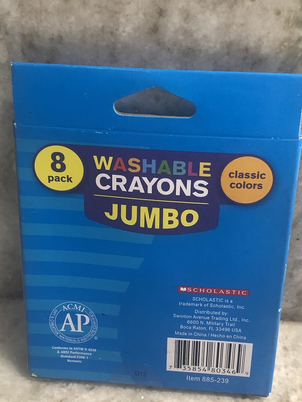 Scholastic-8 pack Clasic Colors Washsble Crayons Jumbo.3+. ShipN24Hours