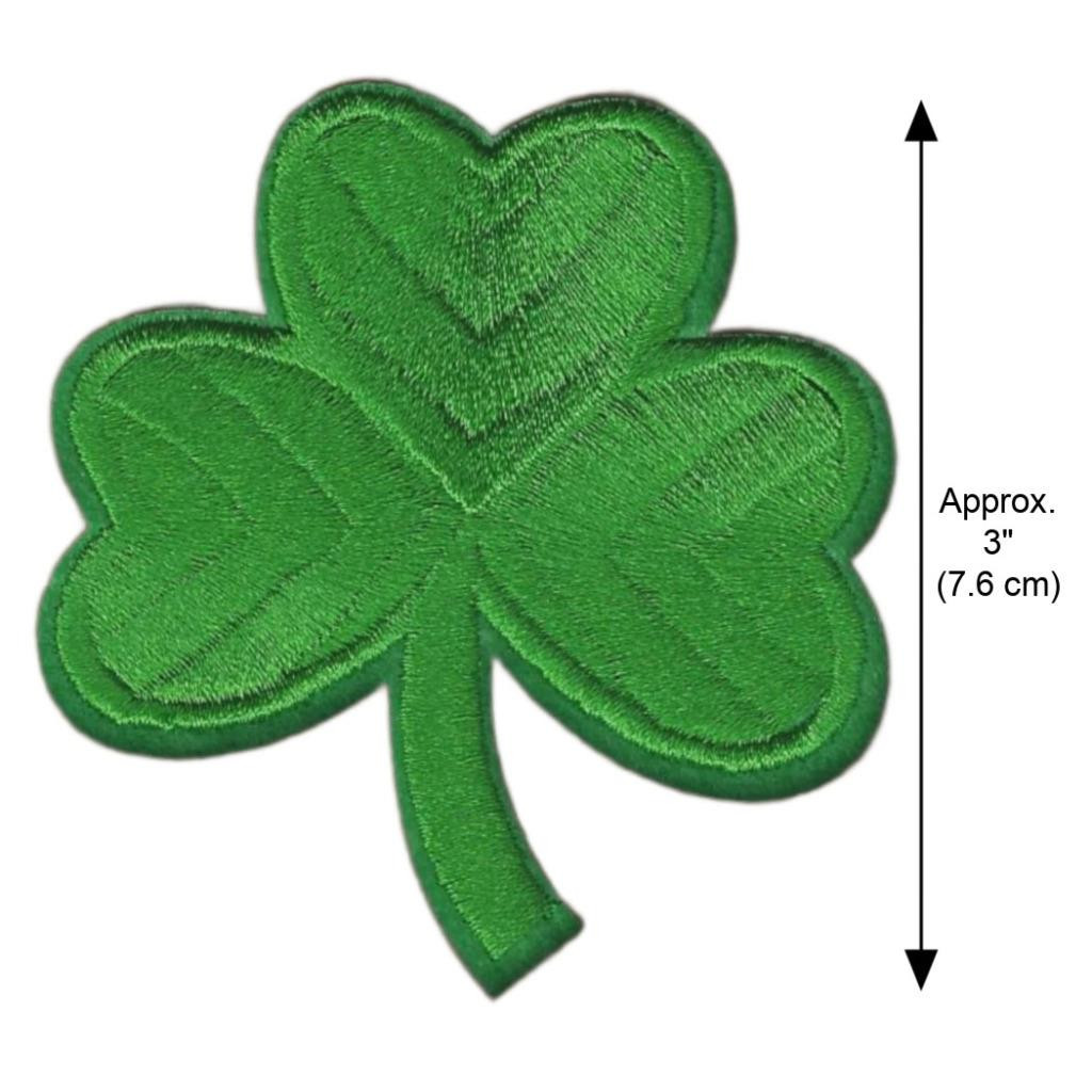 LUCKY GREEN CLOVER IRON ON PATCH 3″ Irish 3 Leaf Shamrock Ireland Embroidered