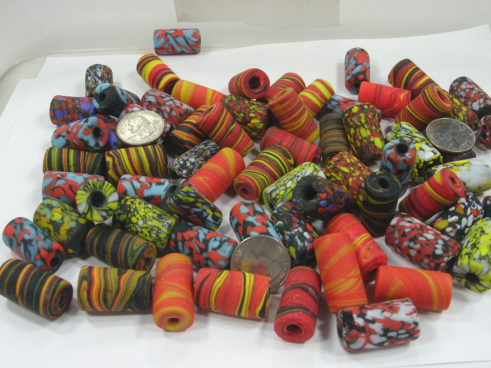 2 Pounds Large Multicolor India Handmade Millefiori Glass Beads Bulk (MNP-9) ⭐