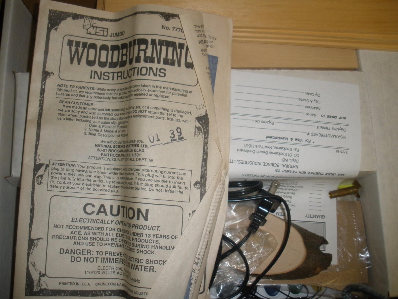 Vintage THE JUMBO WOOD BURNING SET NO. 7770 NSI Natural Science 1983 Ages 13 & U
