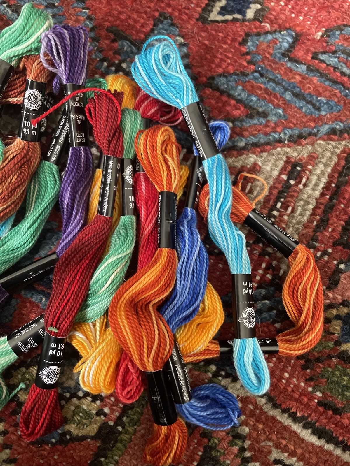 NEW Lot of 23 Loops & Threads 10 Yards Craft Cord Assorted Colors Variegated