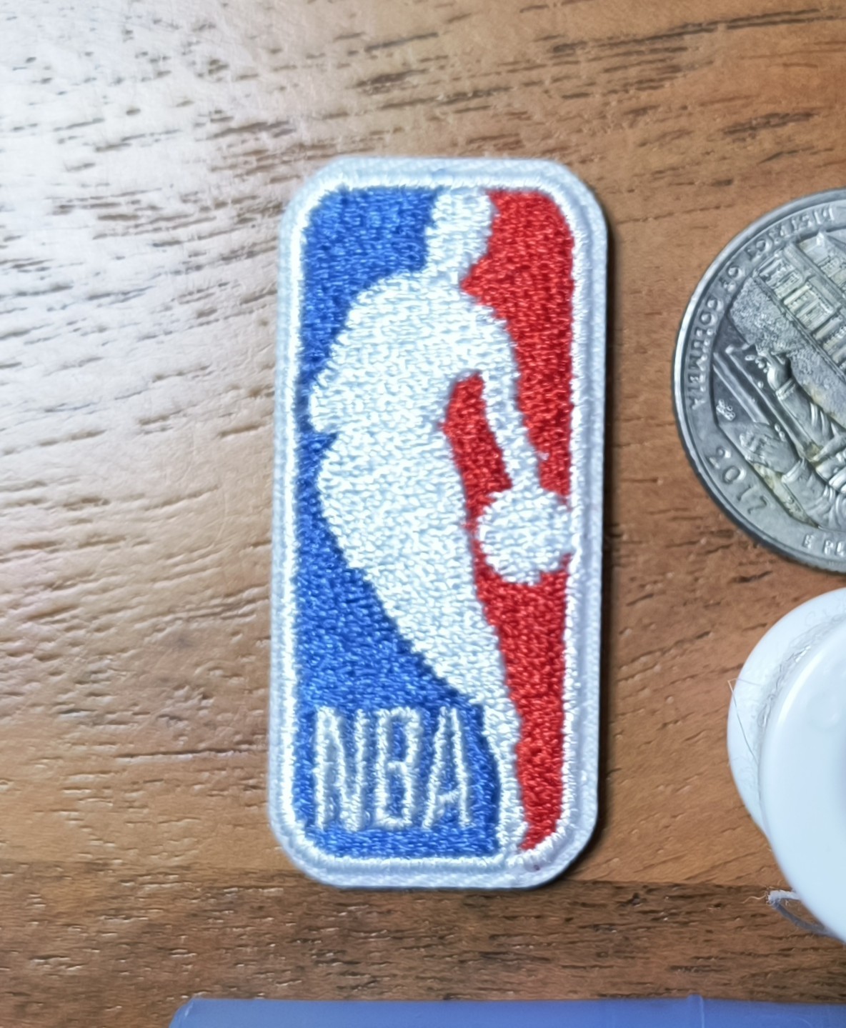 NBA Logo Patch Basketball Jerry West Embroidered Iron On Patch 1.75 x 0.75″
