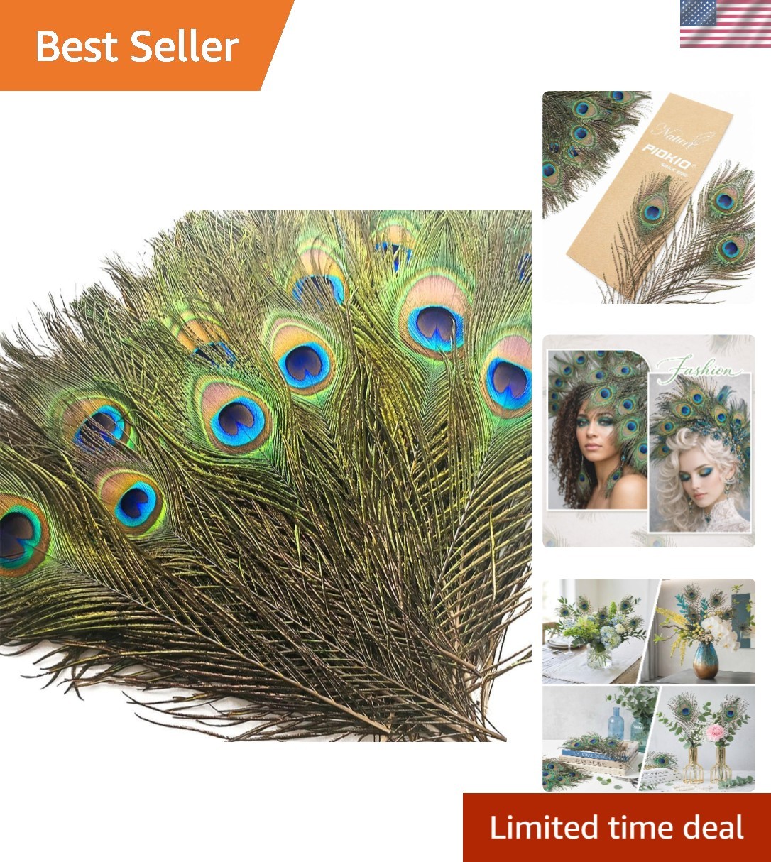 Cruelty-Free 30 pcs 10-12 Inch Peacock Feathers for Unique Party & Home Decor