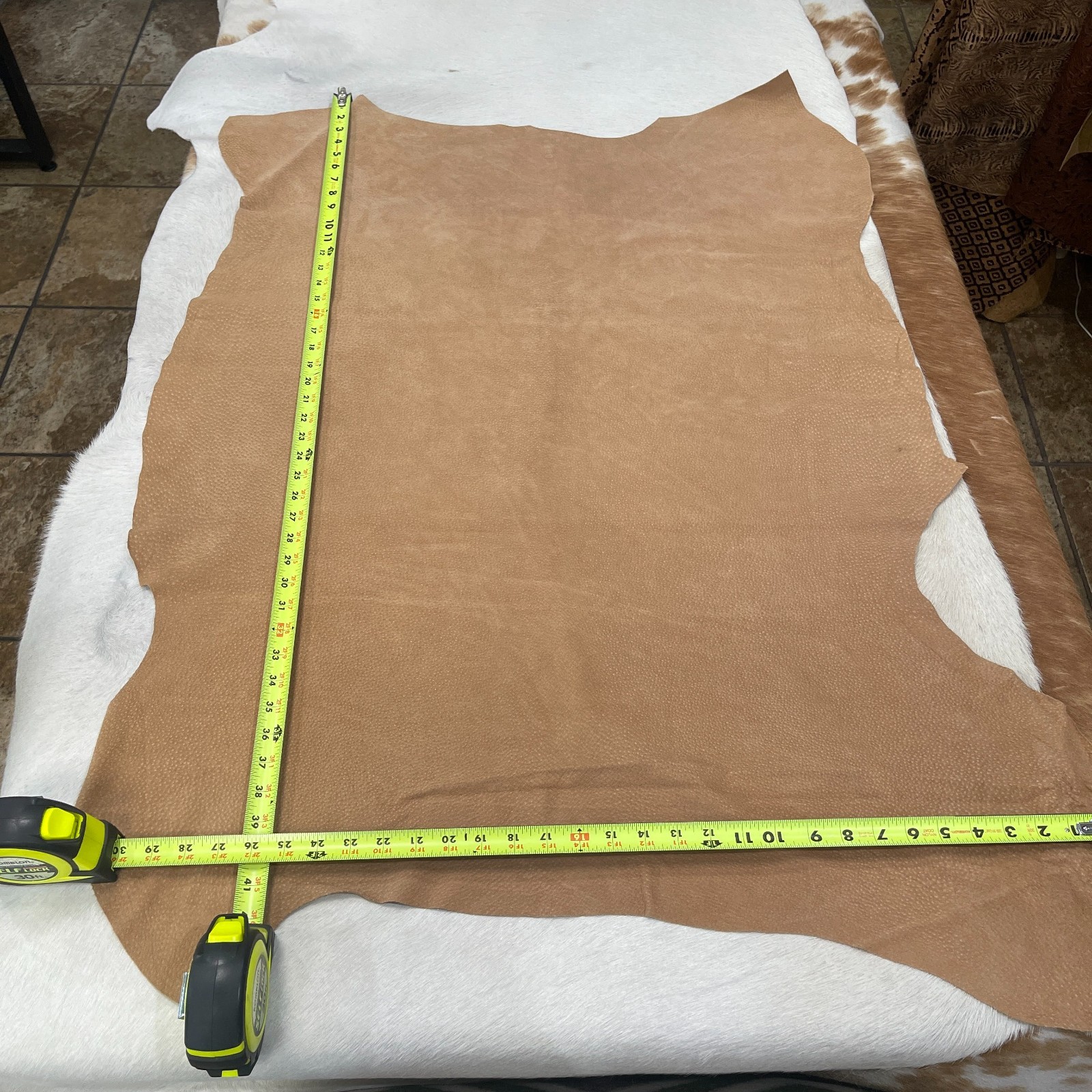 Avetco Beige or Tan Pig Split Suede Leather Hide 0.6-0.8mm | 2oz | 8–10 SF