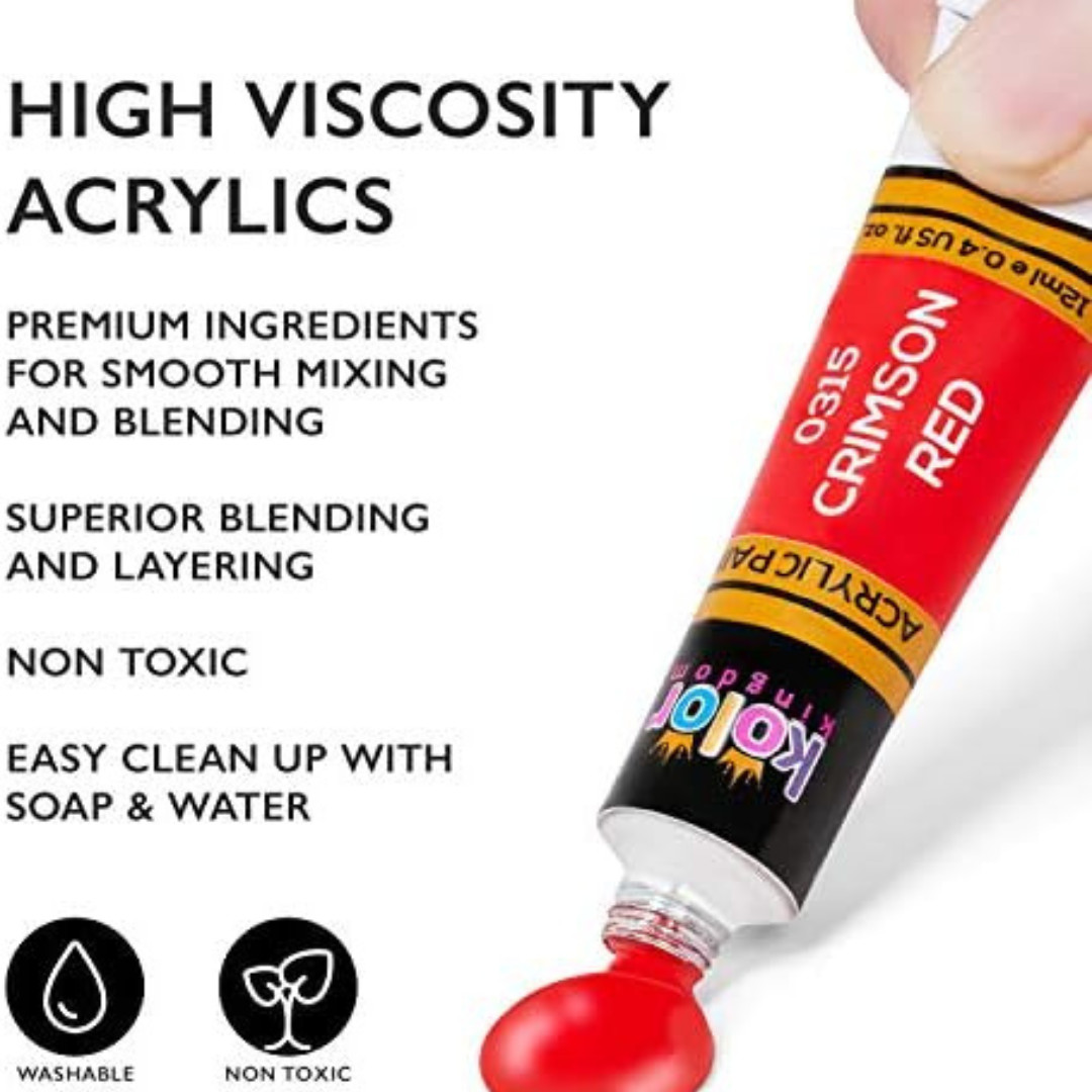Acrylic Paint Set Canvas Art Paints 24 Colors Perfect Paint Finish (0.41oz,12 ml