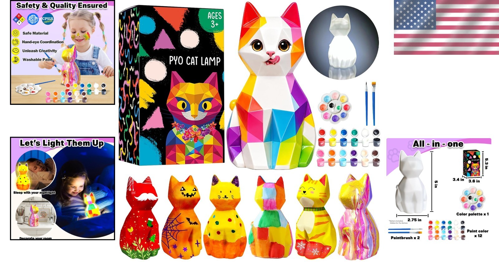 Creative DIY Cat Lamp Painting Kit – Perfect Arts & Crafts Toy for All Ages