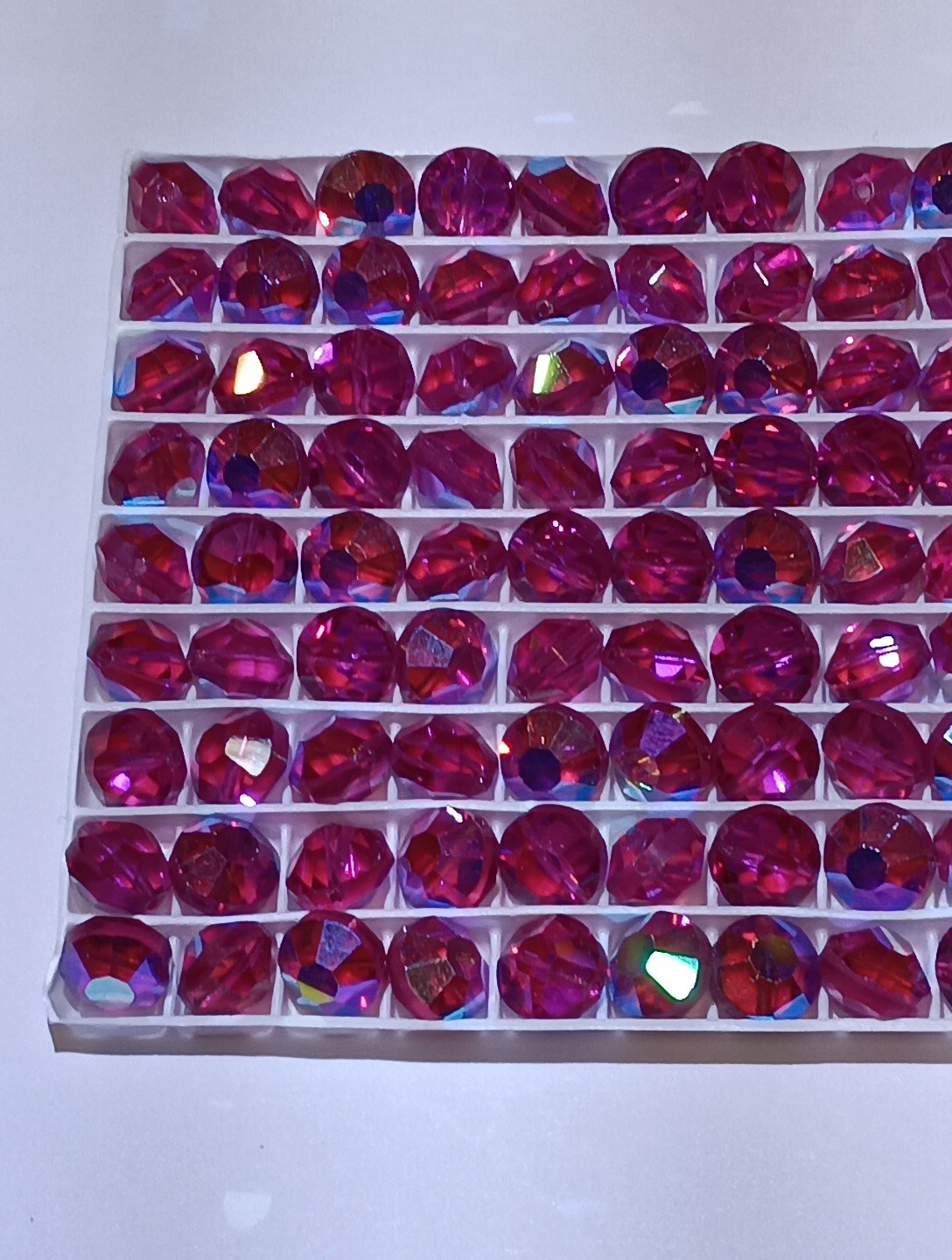 NEW VINTAGE Swarovski Fuchsia AB 8mm Tablet Lentel Beads Art5100 Lots of 12pcs