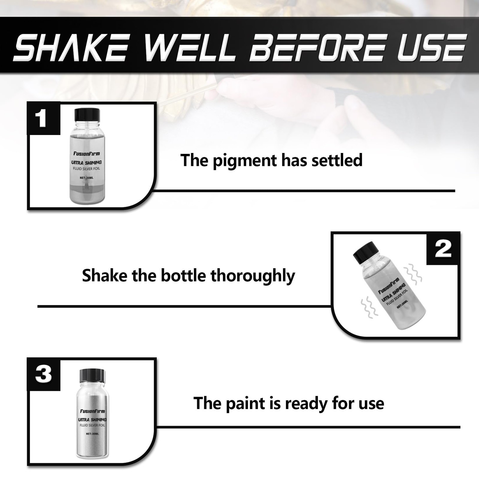 FusionFirm Liquid Leaf Paint – Alcohol-Based 1 Fl Oz (Pack of 1), Silver