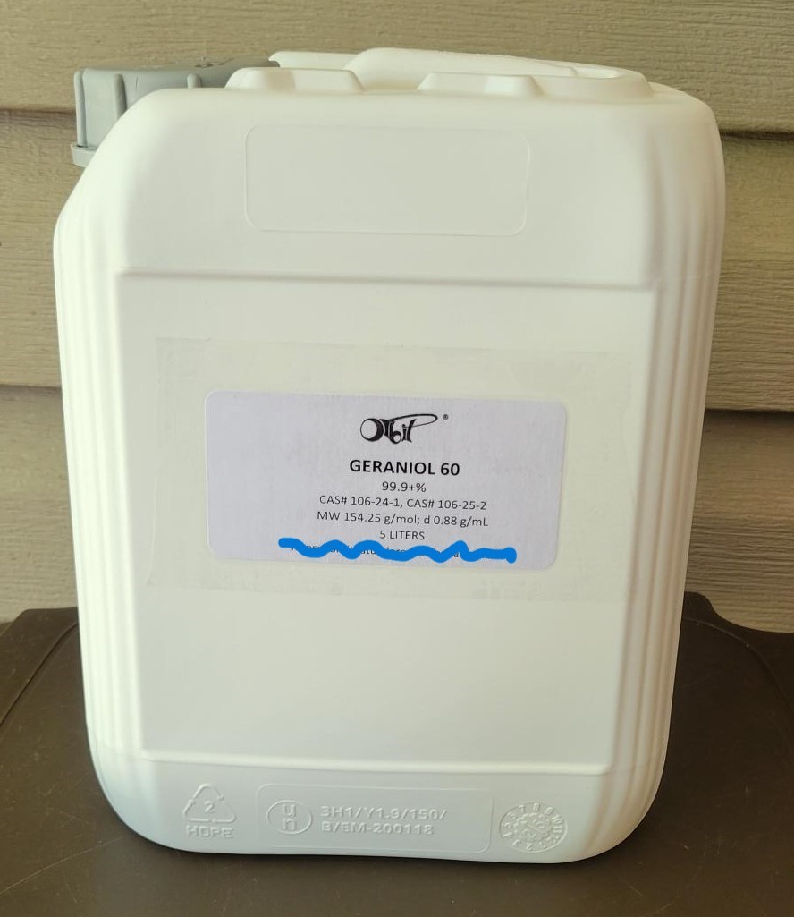 GERANIOL 60 (5 LITERS in HDPE Jug) 100% Mixture of Geraniol/Nerol Isomers Aroma