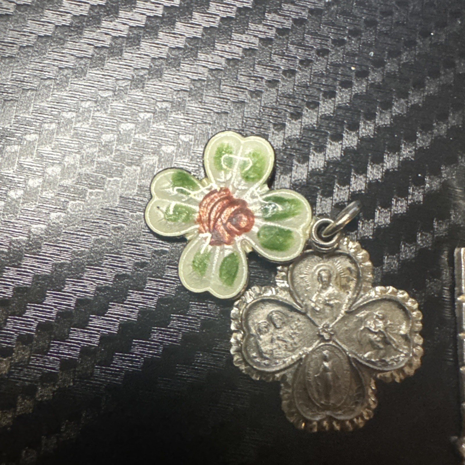 Sterling Silver Charm Pendant Medals – 4-Way Clover & Mayan Hieroglyphic Symbols
