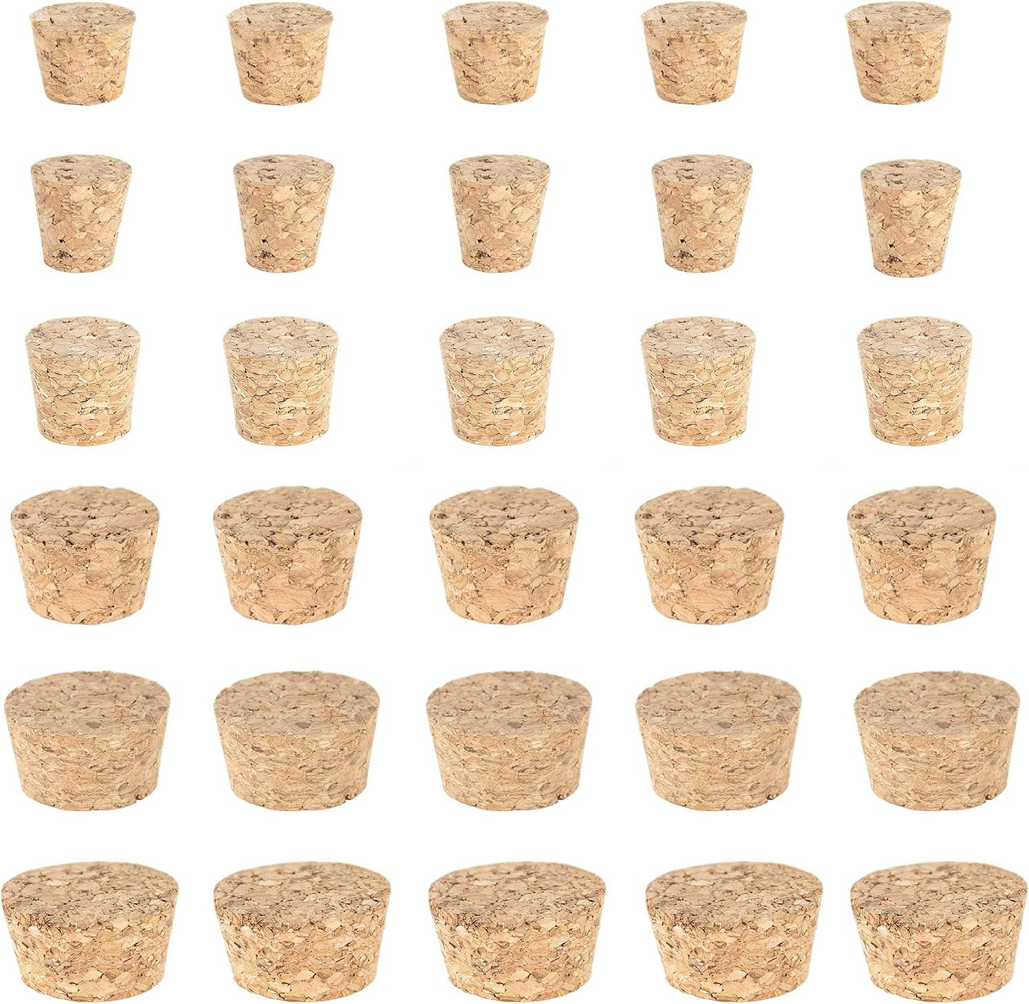 30 Pcs Natural Corks Stoppers for Bottles, Assorted Sizes Tapered Cork Plugs