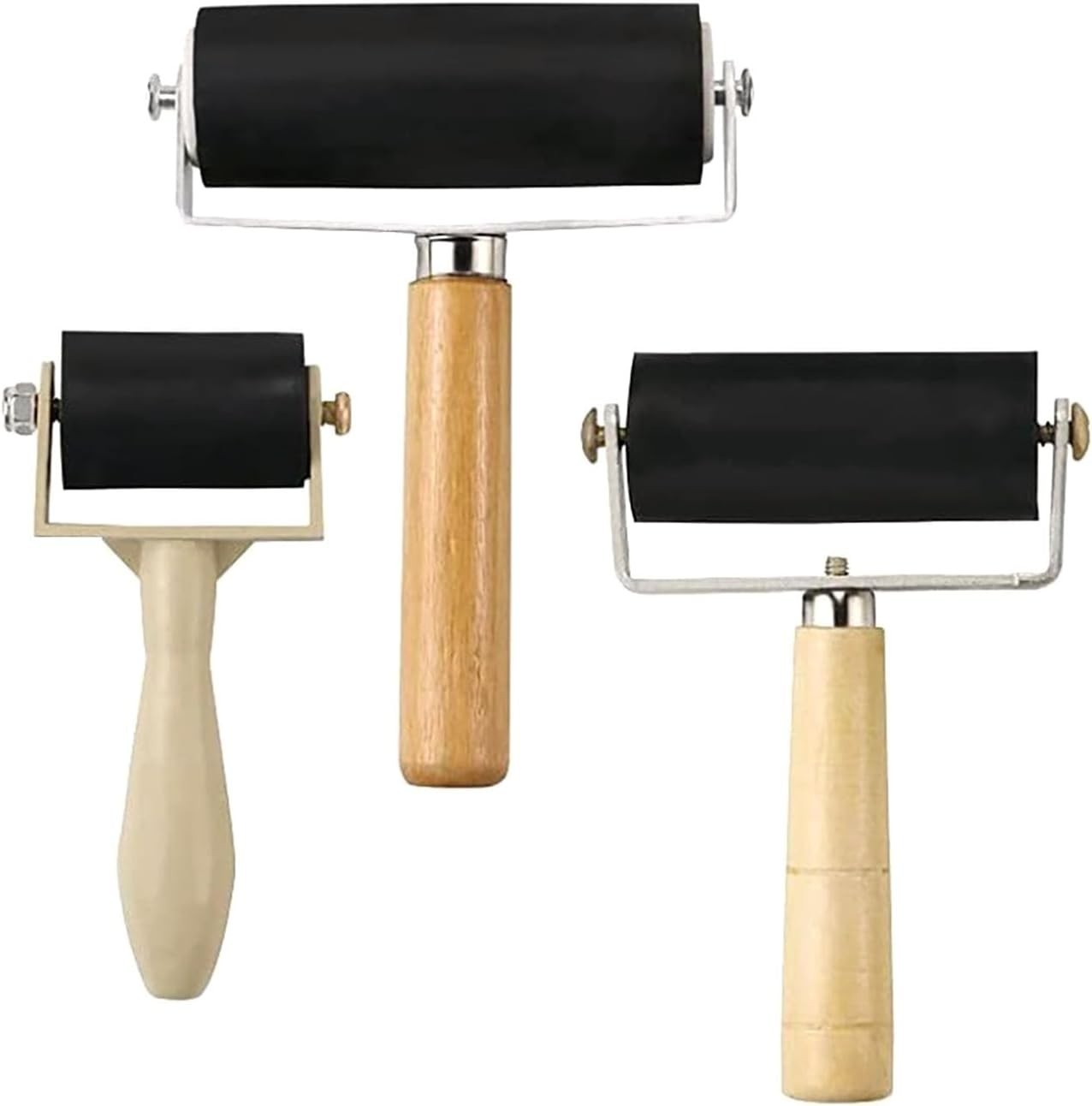 3pk Rubber Roller Brayer Rollers 1.4/2.4/4 Inch Art Craft Roller for Printmaking
