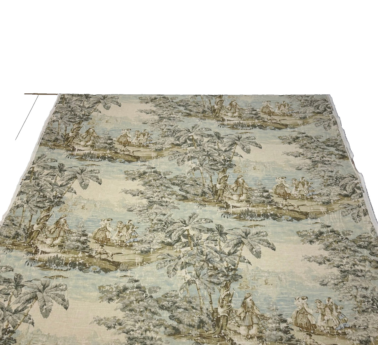 COVINGTON BOSPORUS 197 FLAX BEIGE RENAISSANCE TOILE LINEN FABRIC BY YARD 54″W