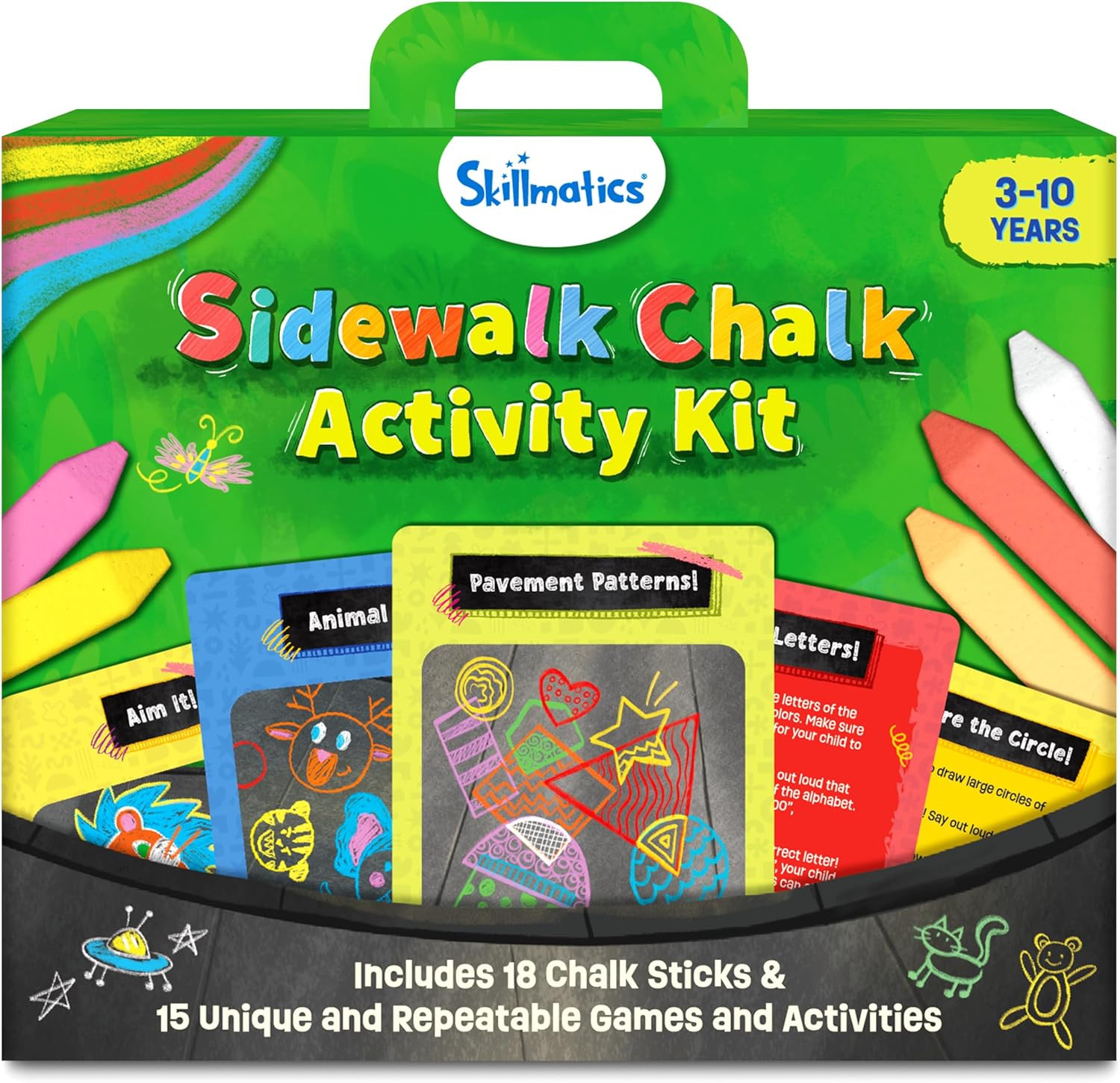 Sidewalk Chalk Activity Kit – Creative Outdoor Fun with 18 Washable Chalk Sticks