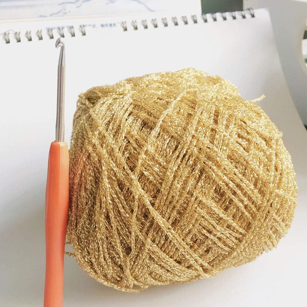 Hilo Brillante de Lurex Dorado 860Yd 3.52Oz Hilo Brillo Metalico Tejer y Crochet