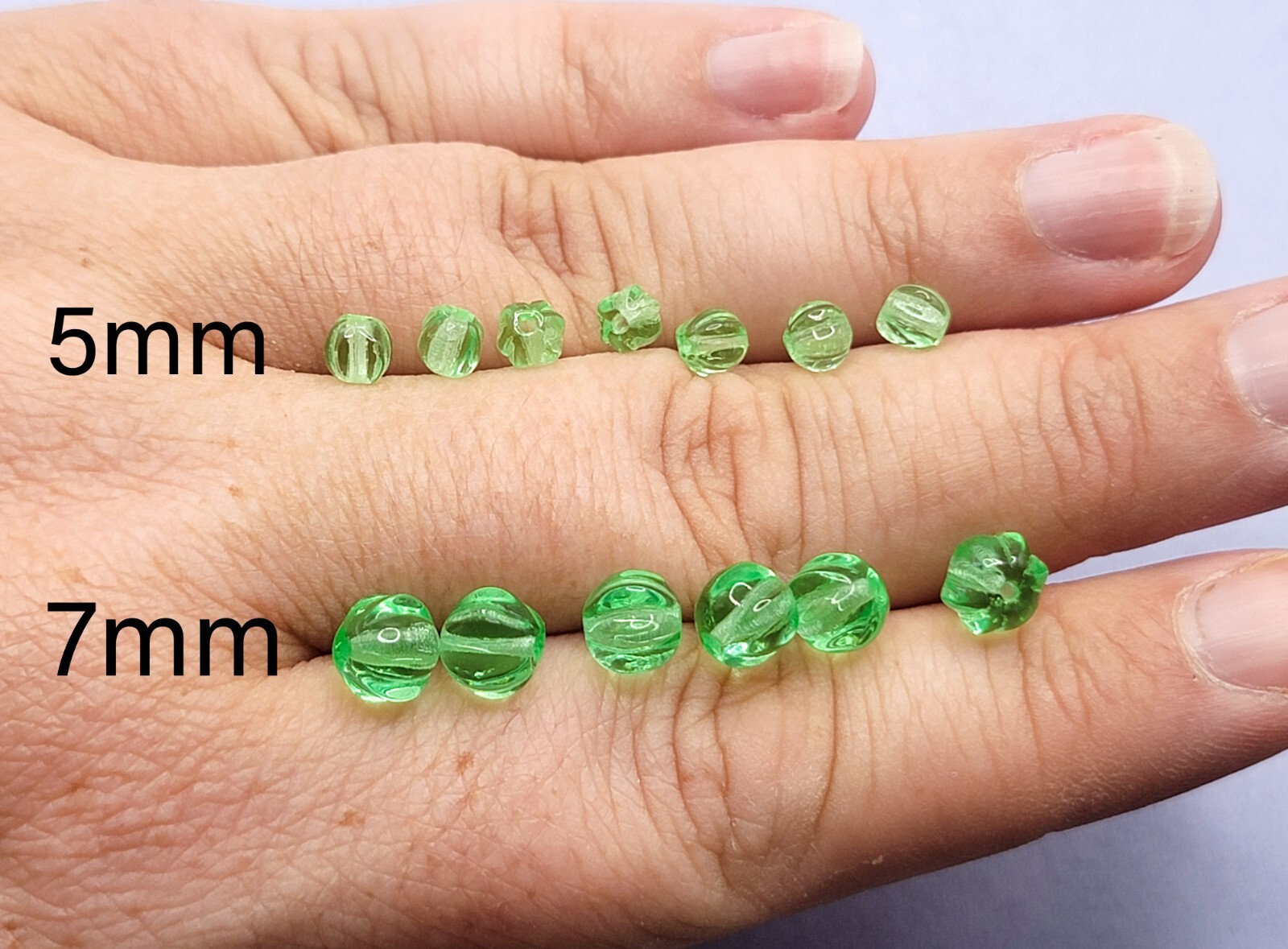 Green Melon Uranium Glass Beads Czech 5mm 7mm 10pcs