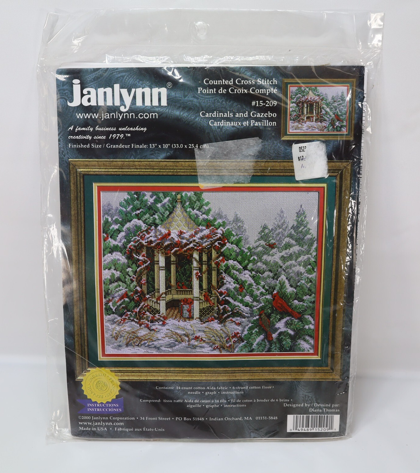 Janlynn Cardinals and Gazebo Cross Stitch Kit by Diana Thomas Sealed #15-209